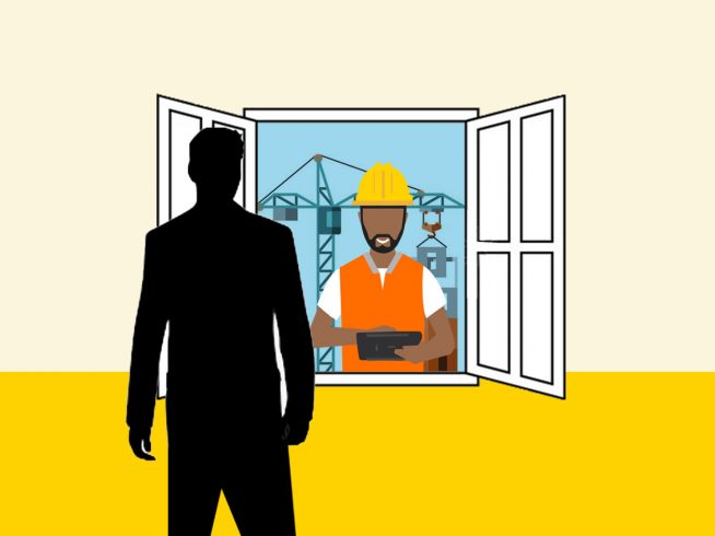 Fieldworker with customer